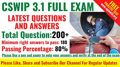 cswip 3.1 10 year renewal exam questions|CSWIP 3.1 (WELDING INSPECTOR) MULTIPLE CHOICE .